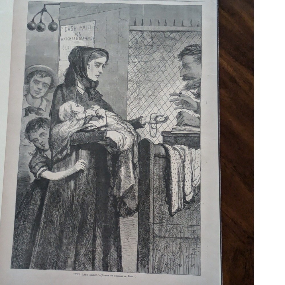 1868 Harpers Weekly The Last Relic Charles A Barry Original Line Engraving Print